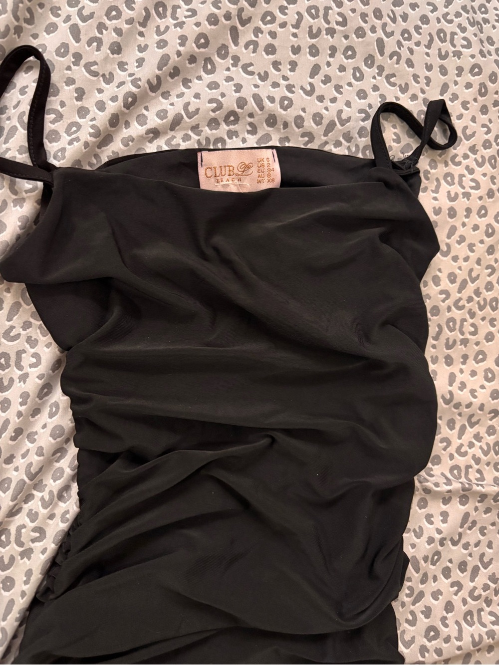 Club L London Black Ruched Maxi Dress with Spaghetti Straps